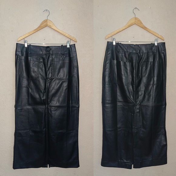 Anthropologie Maeve | NWT! The Colette Faux Leather Maxi Skirt Size: Large - Picture 2 of 5